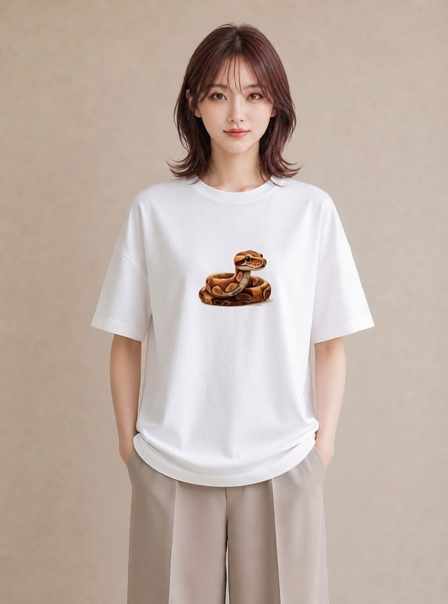 デザインTシャツ レディース レオパ ペット 動物 イラスト レトロ 秋コーデ おしゃれギフト 白T YMAZO