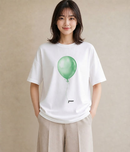 デザインTシャツ レディース 紙風船 和紙 ナチュラル アンティーク イラスト きれいめカジュアル おしゃれギフト 社会人 白T YMAZO