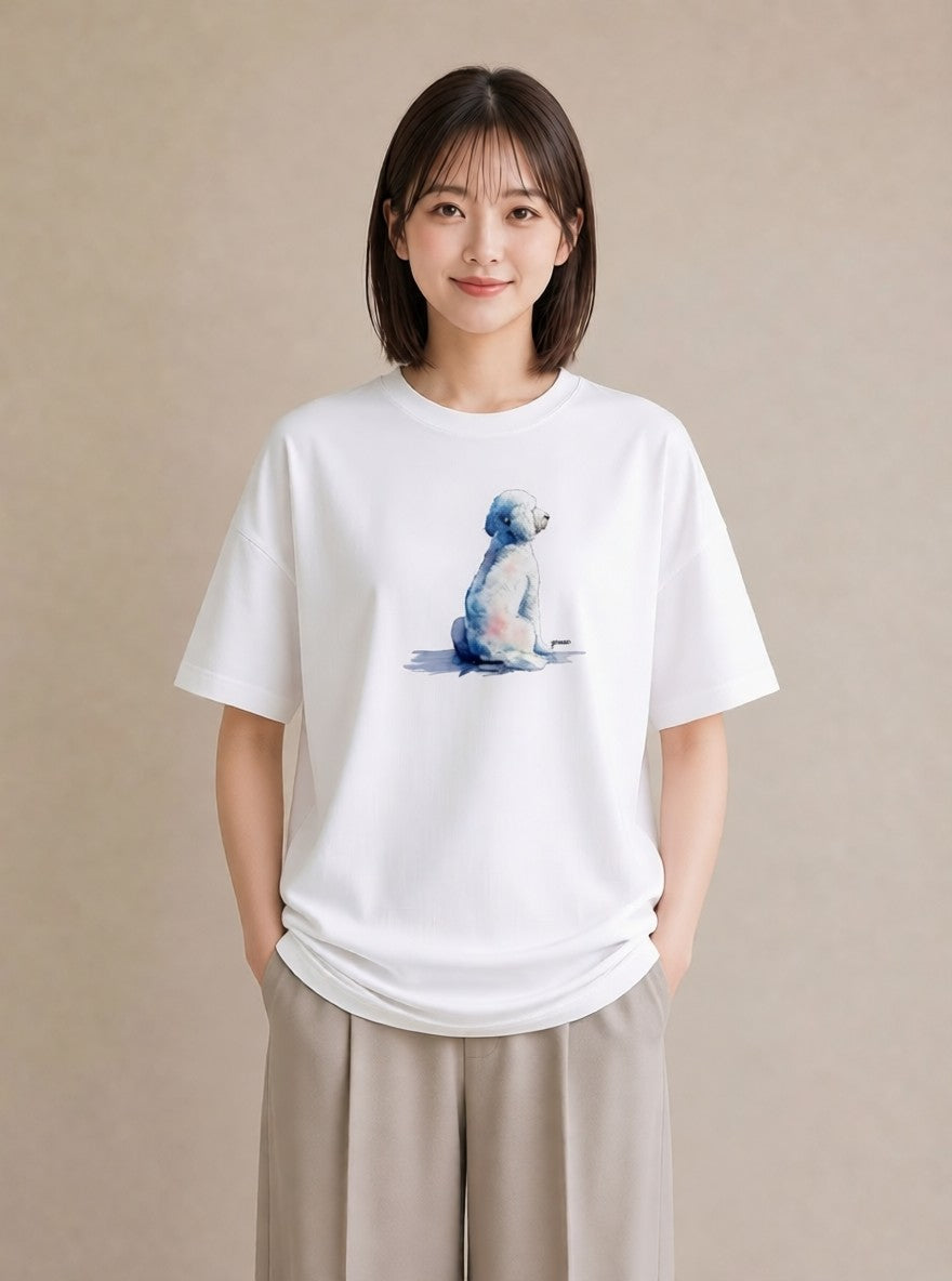 デザインTシャツ レディース 保護犬 犬 いぬ イラスト ボタニカル 在宅 公園 白T YMAZO