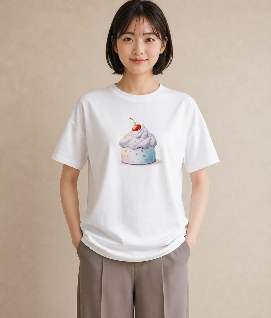 半袖Tシャツ レディース どら焼き 食べ物 フード イラスト カフェコーデ 友達ギフト 部屋着 白T YMAZO