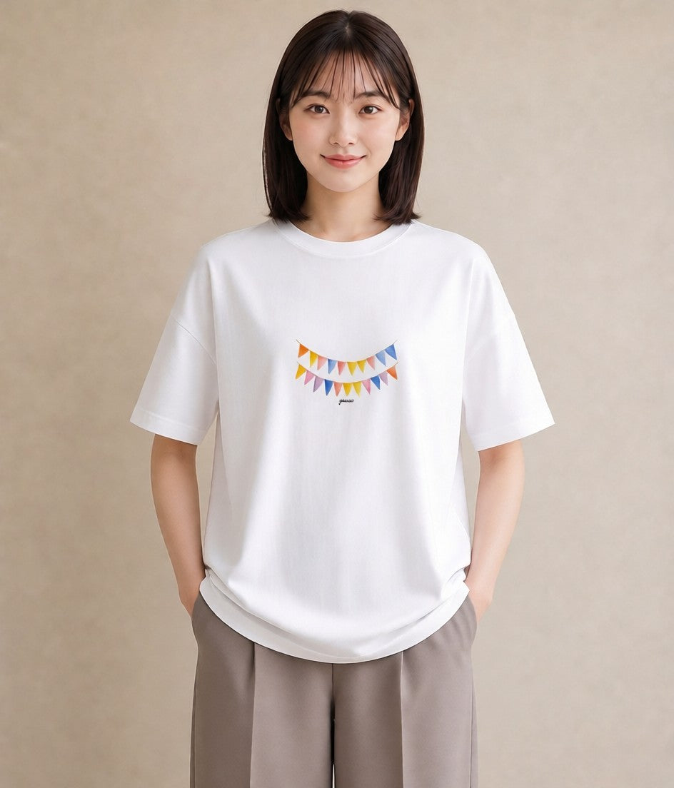 半袖Tシャツ レディース 洗濯物 風 ナチュラル アンティーク イラスト きれいめカジュアル 部屋着 女性向けギフト 白T YMAZO