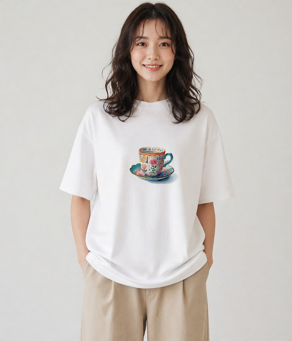 グラフィックTシャツ レディース エスプレッソ 食べ物 フード イラスト きれいめカジュアル 女性 旅行用 白T YMAZO