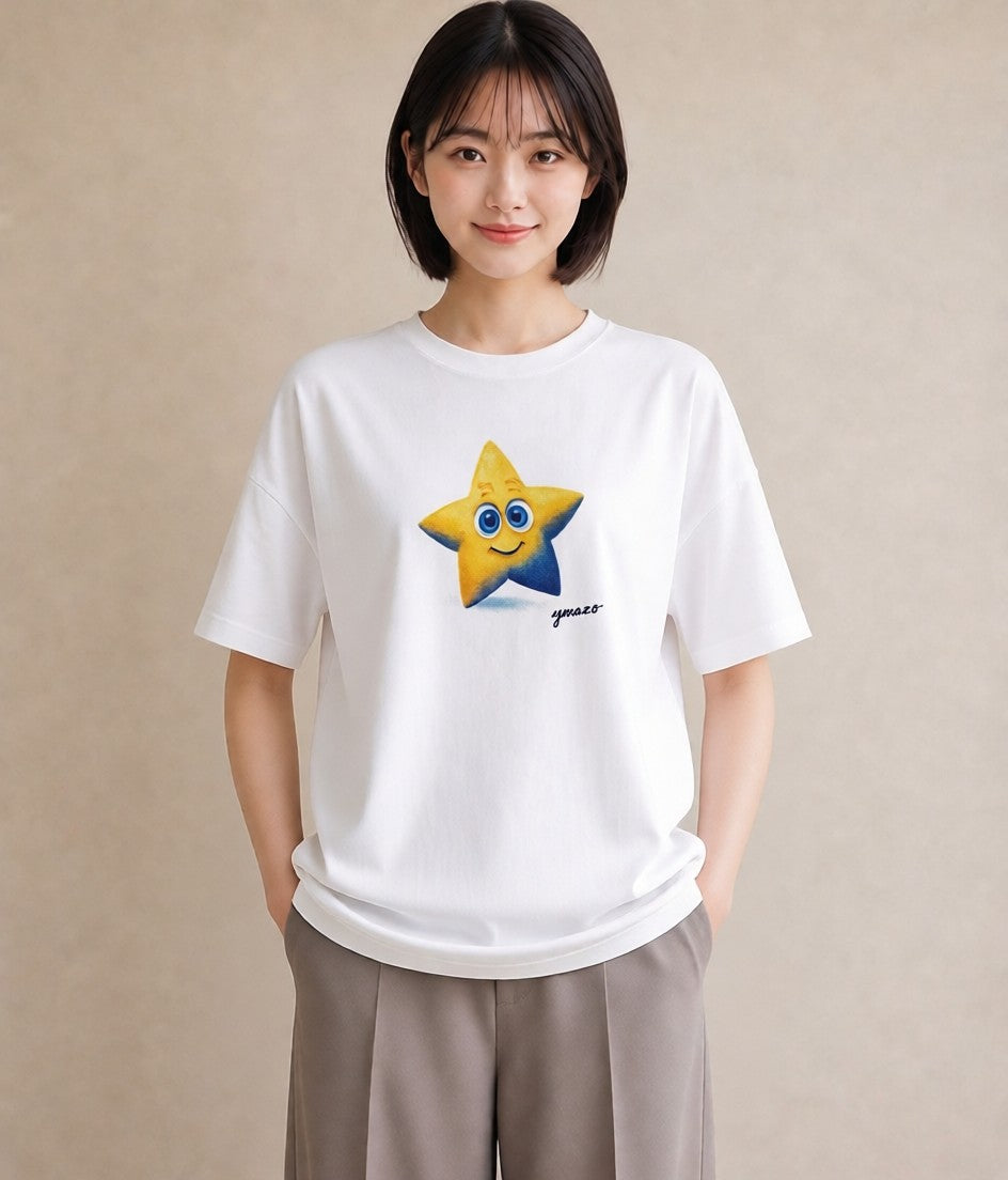 グラフィックTシャツ レディース 星 星空 宇宙 イラスト ナチュラル デート 帰省 白T YMAZO
