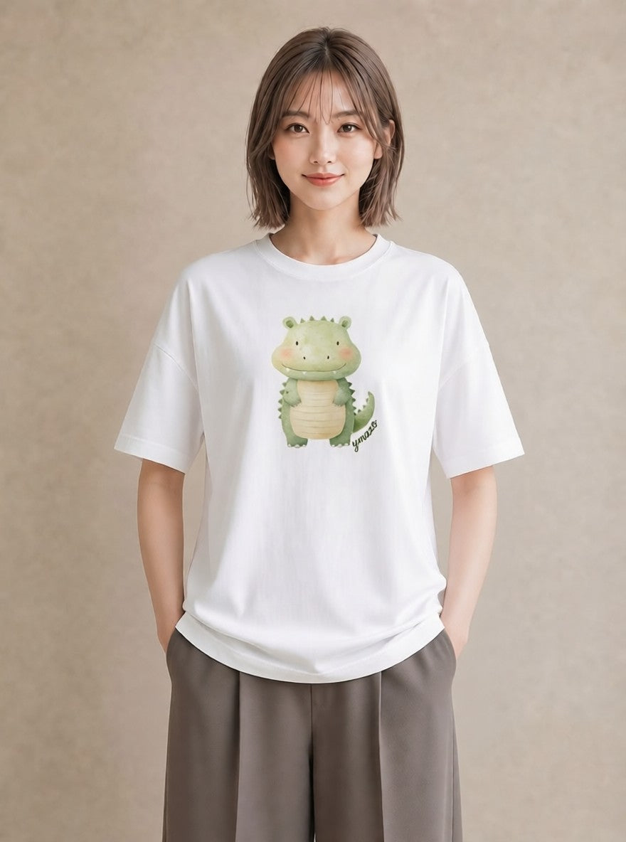 グラフィックTシャツ レディース ヤモリ ペット 動物 イラスト ボタニカル 在宅 公園 白T YMAZO