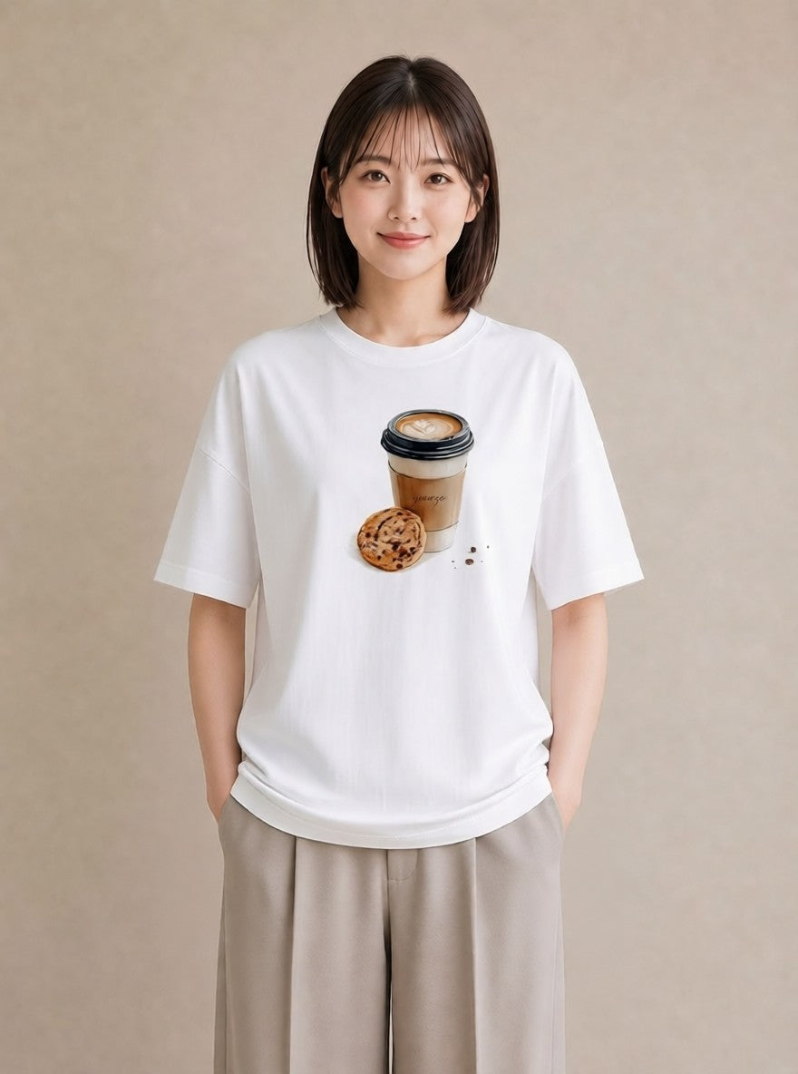 プリントTシャツ レディース エスプレッソ 食べ物 フード イラスト ゆるコーデ おしゃれギフト 社会人 白T YMAZO
