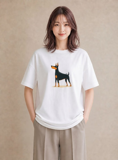 グラフィックTシャツ レディース ロングコートチワワ 犬 いぬ イラスト こなれ感 在宅 公園 白T YMAZO