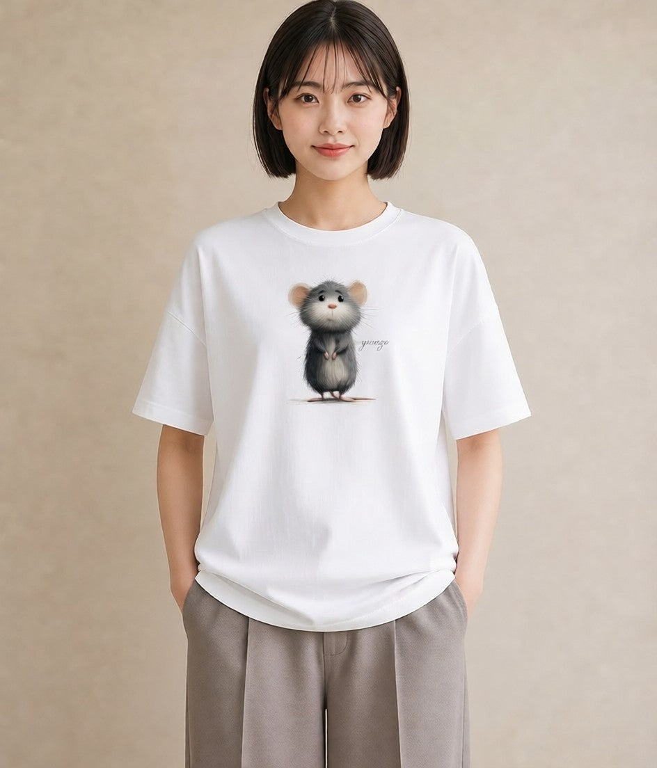 デザインTシャツ レディース チンチラ ペット 動物 イラスト ナチュラル 週末コーデ 敬老の日 白T YMAZO