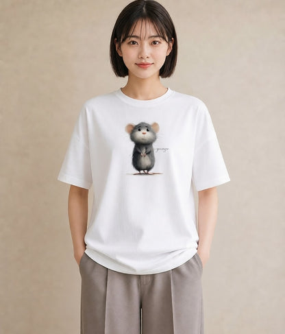 デザインTシャツ レディース チンチラ ペット 動物 イラスト ナチュラル 週末コーデ 敬老の日 白T YMAZO