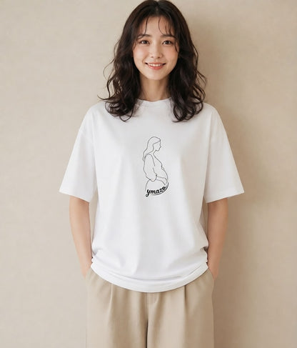 デザインTシャツ レディース 女の子 ガール 後ろ姿 イラスト 秋コーデ おしゃれギフト 白T YMAZO