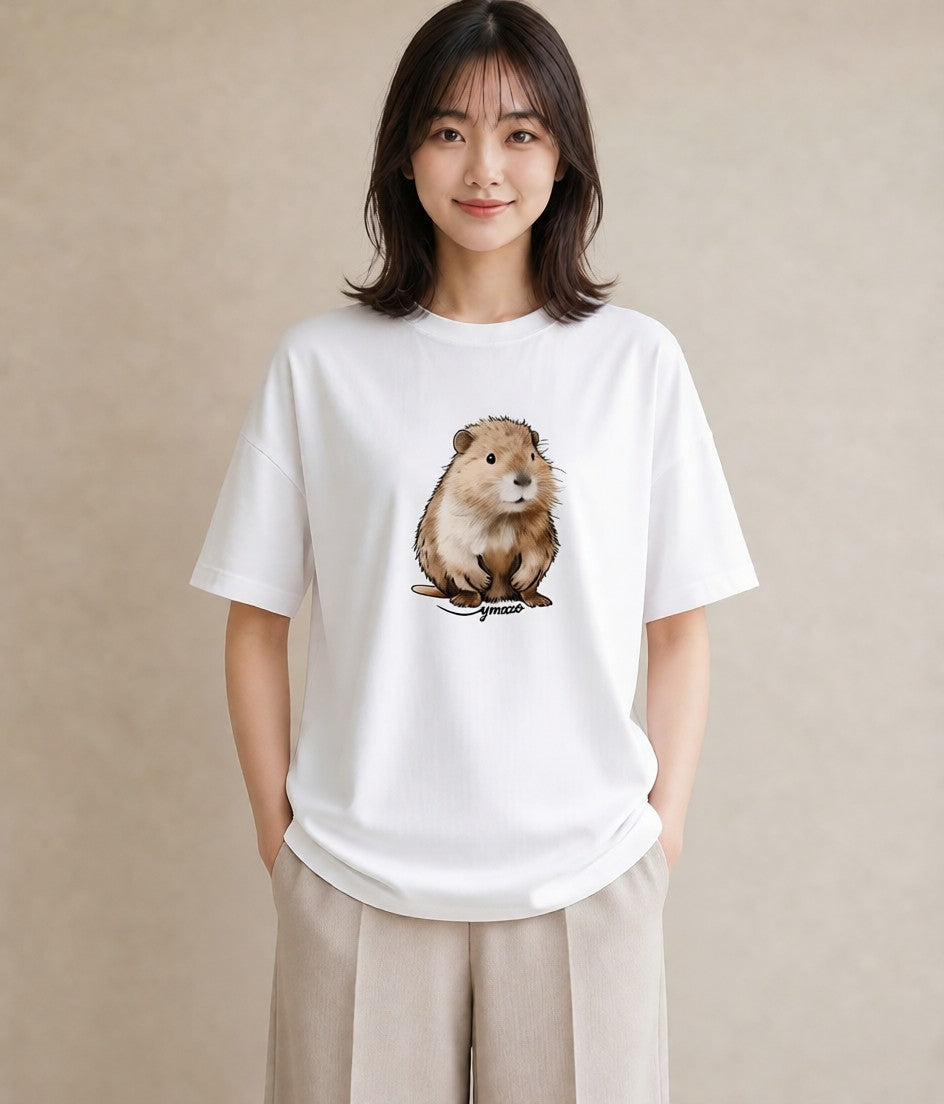 グラフィックTシャツ レディース ロボロフスキー ペット 動物 イラスト こなれ感 夏コーデ 通学 白T YMAZO