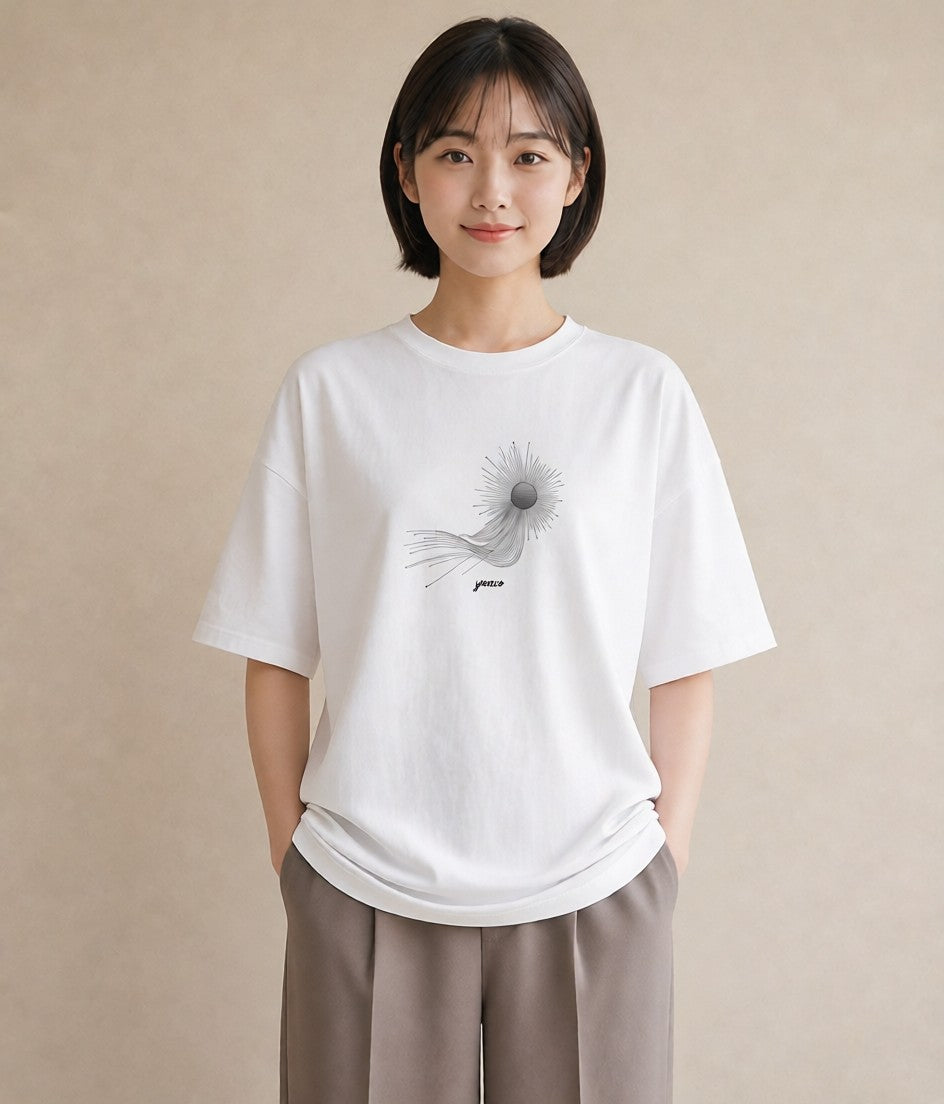 半袖Tシャツ レディース 海 リゾート 夏 イラスト ラフカジュアル カフェ服 クリスマス 白T YMAZO