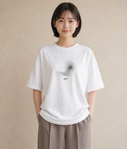 半袖Tシャツ レディース 海 リゾート 夏 イラスト ラフカジュアル カフェ服 クリスマス 白T YMAZO