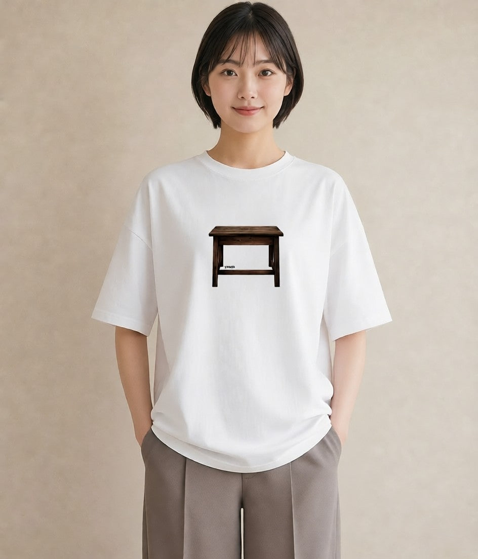 プリントTシャツ レディース 桟橋 水辺 波止場 ナチュラル アンティーク イラスト ガーリー 買い物 夏コーデ 白T YMAZO