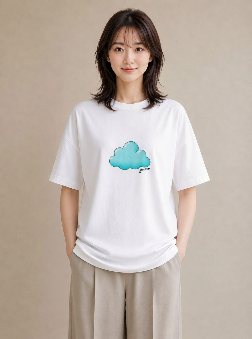 グラフィックTシャツ レディース 虹 星空 宇宙 イラスト 水彩風 20代 カジュアルコーデ 白T YMAZO