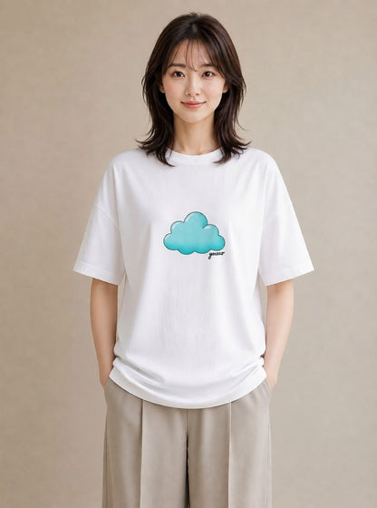 グラフィックTシャツ レディース 虹 星空 宇宙 イラスト 水彩風 20代 カジュアルコーデ 白T YMAZO