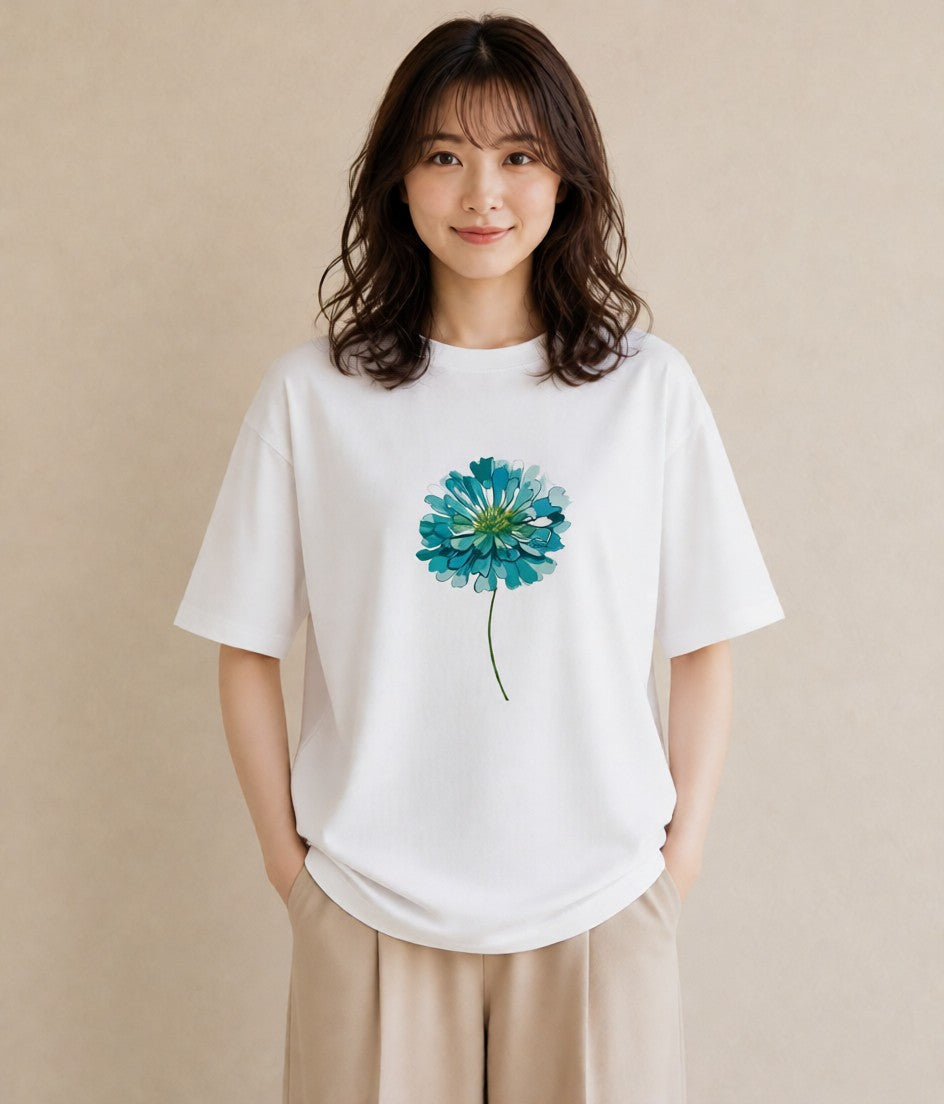 グラフィックTシャツ レディース クローバー 四つ葉 花 花柄 イラスト 綿100 デート 白T