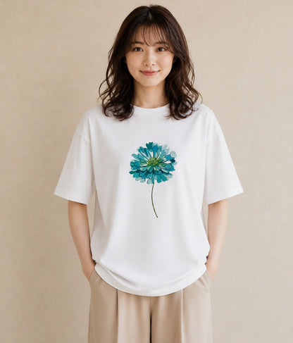 グラフィックTシャツ レディース クローバー 四つ葉 花 花柄 イラスト 綿100 デート 白T