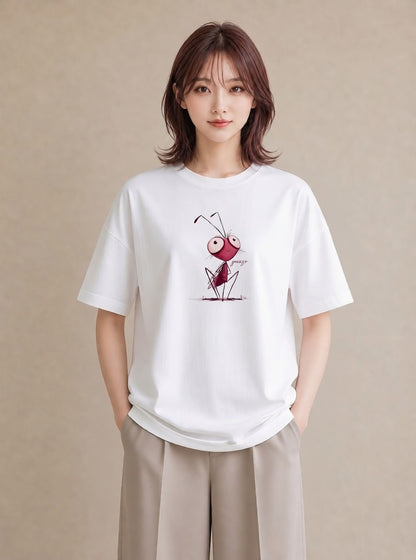 半袖Tシャツ レディース アリ 昆虫 虫 イラスト 可愛い ギフト 母の日 白T YMAZO