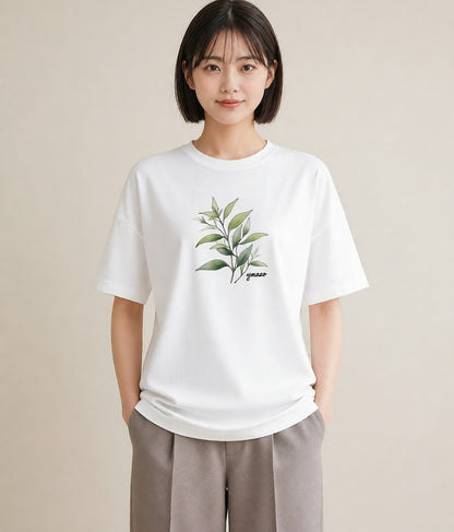 Tシャツ レディース ハーブ 植物 ボタニカル イラスト 母娘コーデ 自分用 白T YMAZO