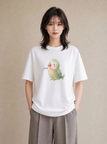 グラフィックTシャツ レディース オカメインコ ペット 動物 イラスト ラフ 社会人 女性 白T YMAZO
