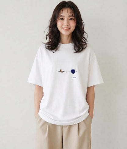 グラフィックTシャツ レディース ガラス瓶 小枝 ボタニカル ナチュラル アンティーク イラスト 普段使い 普段着 週末コーデ 白T YMAZO