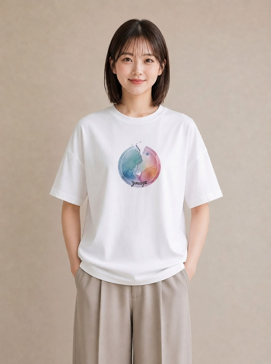 Tシャツ レディース 天秤座 星空 宇宙 イラスト アート風 公園 ママ 白T YMAZO