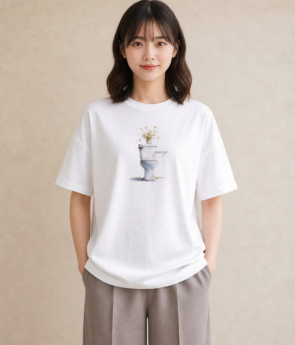 デザインTシャツ レディース ポスト 野の花 レトロ ナチュラル アンティーク イラスト お洒落 休日 ペアコーデ 白T YMAZO