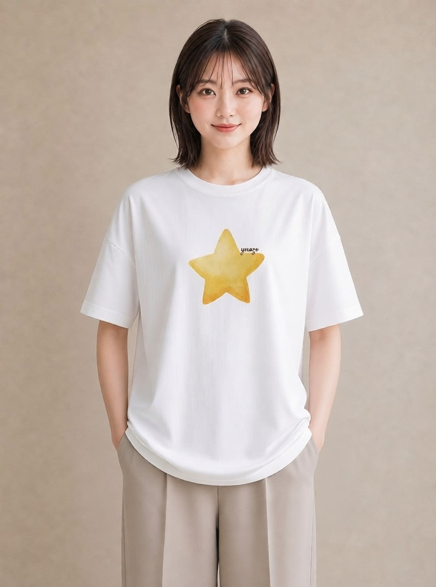 グラフィックTシャツ レディース 天の川 星空 宇宙 イラスト モード 在宅 公園 白T YMAZO