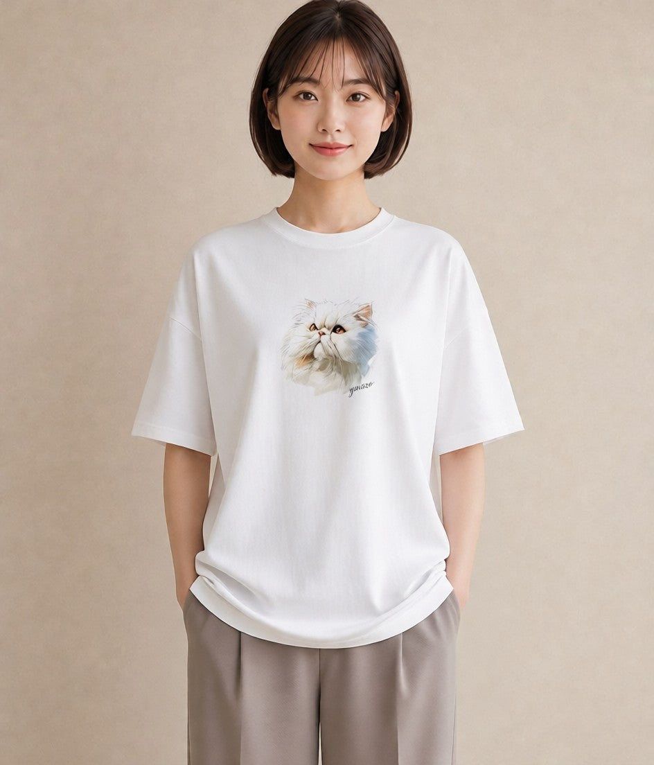 プリントTシャツ レディース ラグドール 猫 ねこ イラスト モード ギフト 母の日 白T YMAZO