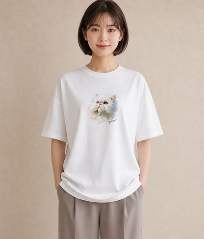 プリントTシャツ レディース ラグドール 猫 ねこ イラスト モード ギフト 母の日 白T YMAZO
