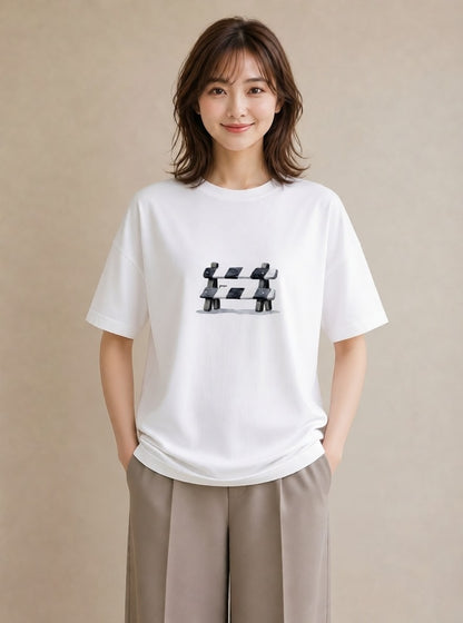 プリントTシャツ レディース 桟橋 水辺 波止場 ナチュラル アンティーク イラスト 手描き風 おしゃれギフト 社会人 白T YMAZO
