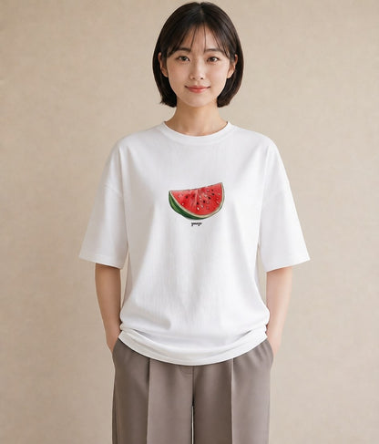 プリントTシャツ レディース パイナップル 食べ物 フード イラスト ラフカジュアル 女性 旅行用 白T YMAZO