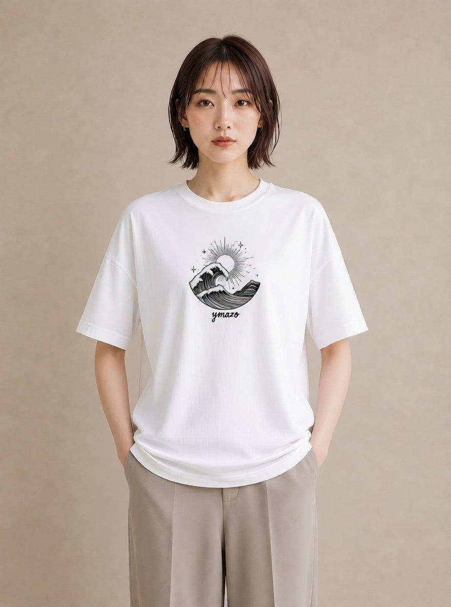 Tシャツ レディース 海 リゾート 夏 イラスト ユニーク 綿100 デート 白T YMAZO