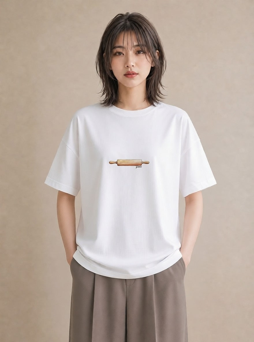 デザインTシャツ レディース パン 食べ物 フード イラスト 春服 ミセス 白T YMAZO