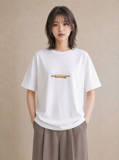 デザインTシャツ レディース パン 食べ物 フード イラスト 春服 ミセス 白T YMAZO