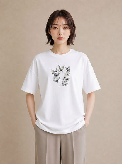 プリントTシャツ レディース シャム 猫 ねこ イラスト 上品 母の日 ビーチ 白T YMAZO