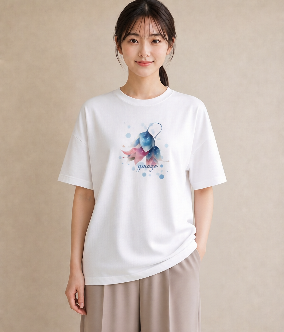Tシャツ レディース チューリップ 花 花柄 イラスト シック 親子 20代 白T