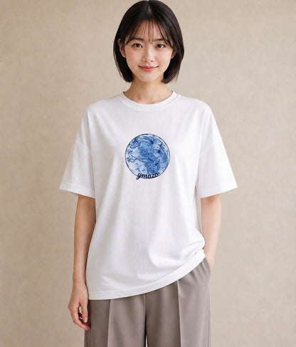 デザインTシャツ レディース 牡羊座 星空 宇宙 イラスト 普段使い ママ カフェ服 白T YMAZO