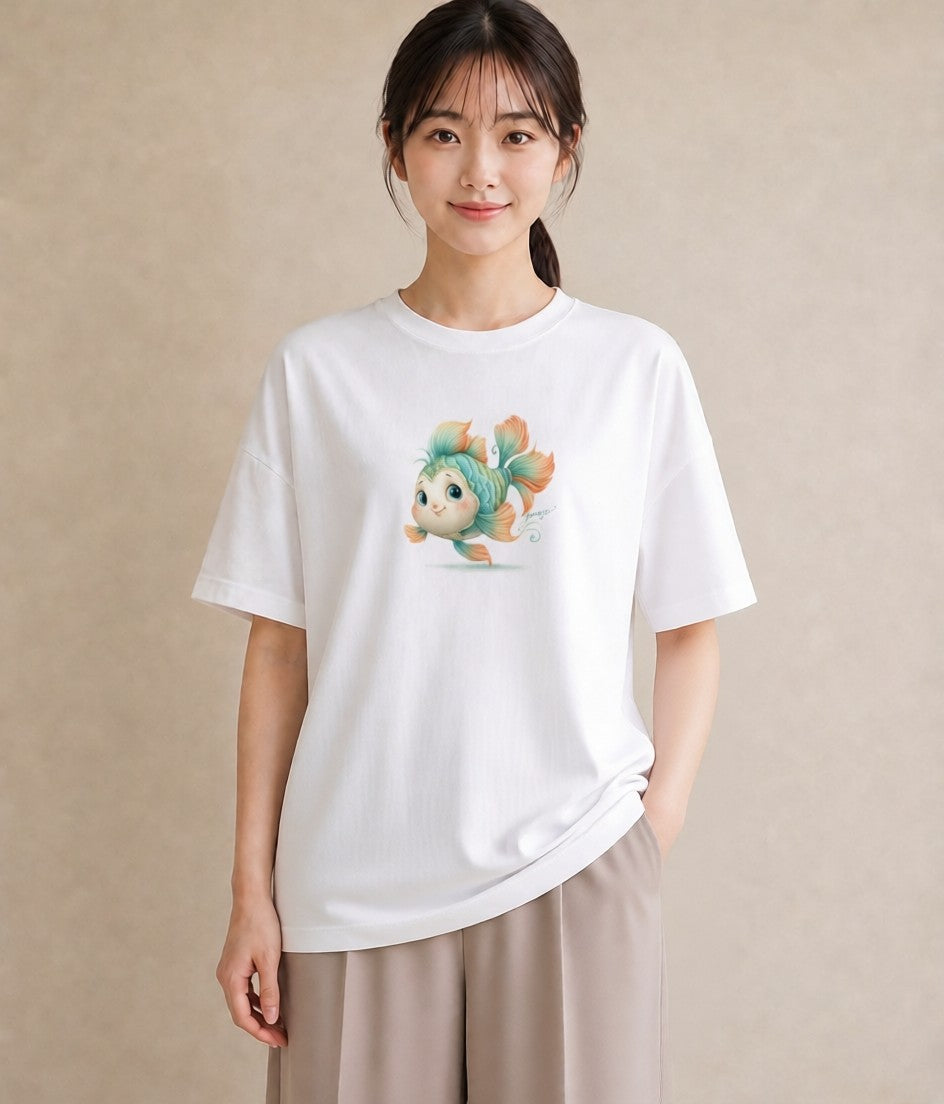 半袖Tシャツ レディース カクレクマノミ 海の生き物 海 イラスト こなれ感 ママ カフェ服 白T YMAZO
