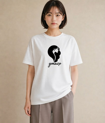 Tシャツ レディース 手鏡 アンティーク レトロ ナチュラル イラスト ニュアンス 通勤 在宅 白T YMAZO