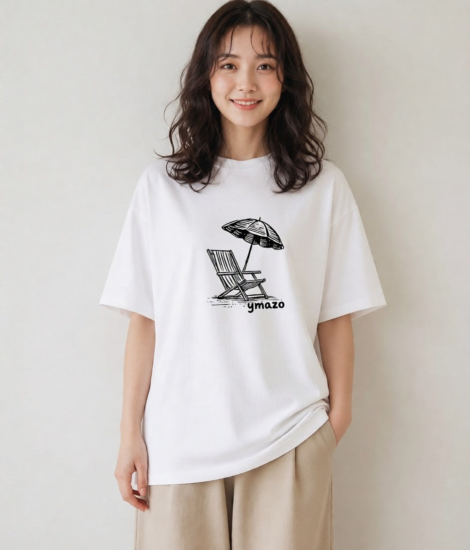 Tシャツ レディース 窓辺の椅子 窓辺 椅子 ナチュラル アンティーク イラスト ユニーク カフェ服 クリスマス 白T YMAZO