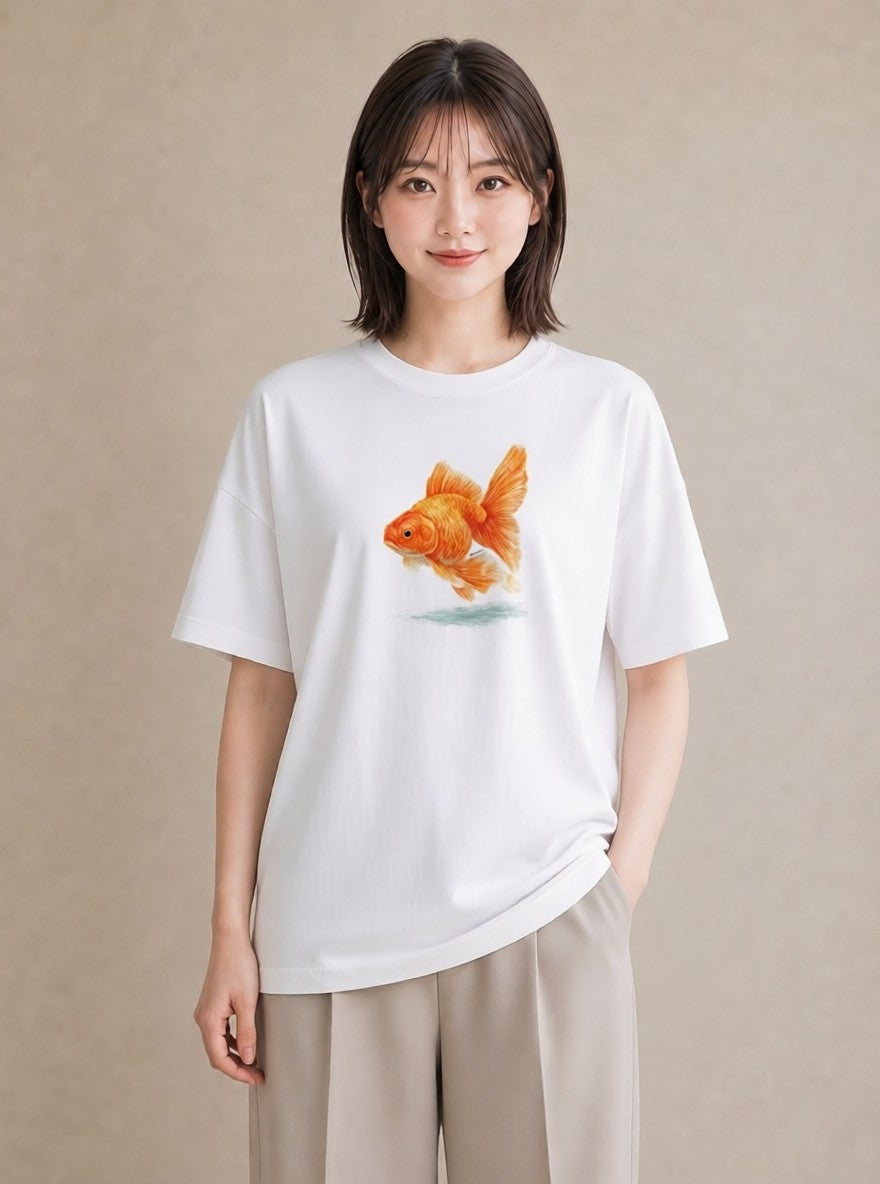 デザインTシャツ レディース カクレクマノミ 海の生き物 海 イラスト ゆるコーデ 休日 ペアコーデ 白T YMAZO