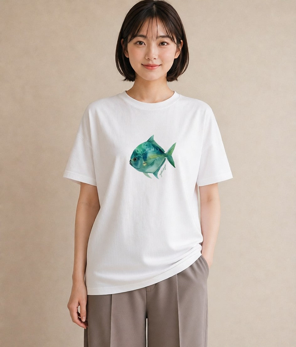 デザインTシャツ レディース 出目金 ペット 動物 イラスト フェミニン 敬老の日 ホワイトデー 白T YMAZO