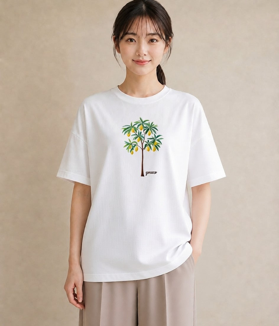 半袖Tシャツ レディース バナナ 食べ物 フード イラスト フェミニン 旅行用 海 白T YMAZO