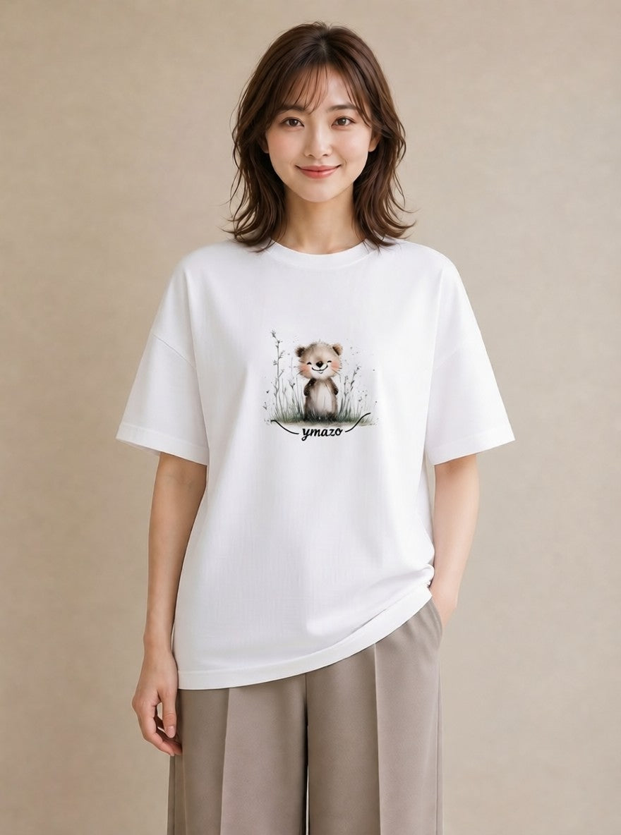 Tシャツ レディース ラッコ 動物 アニマル イラスト 休日コーデ 通学 誕生日プレゼント 白T YMAZO