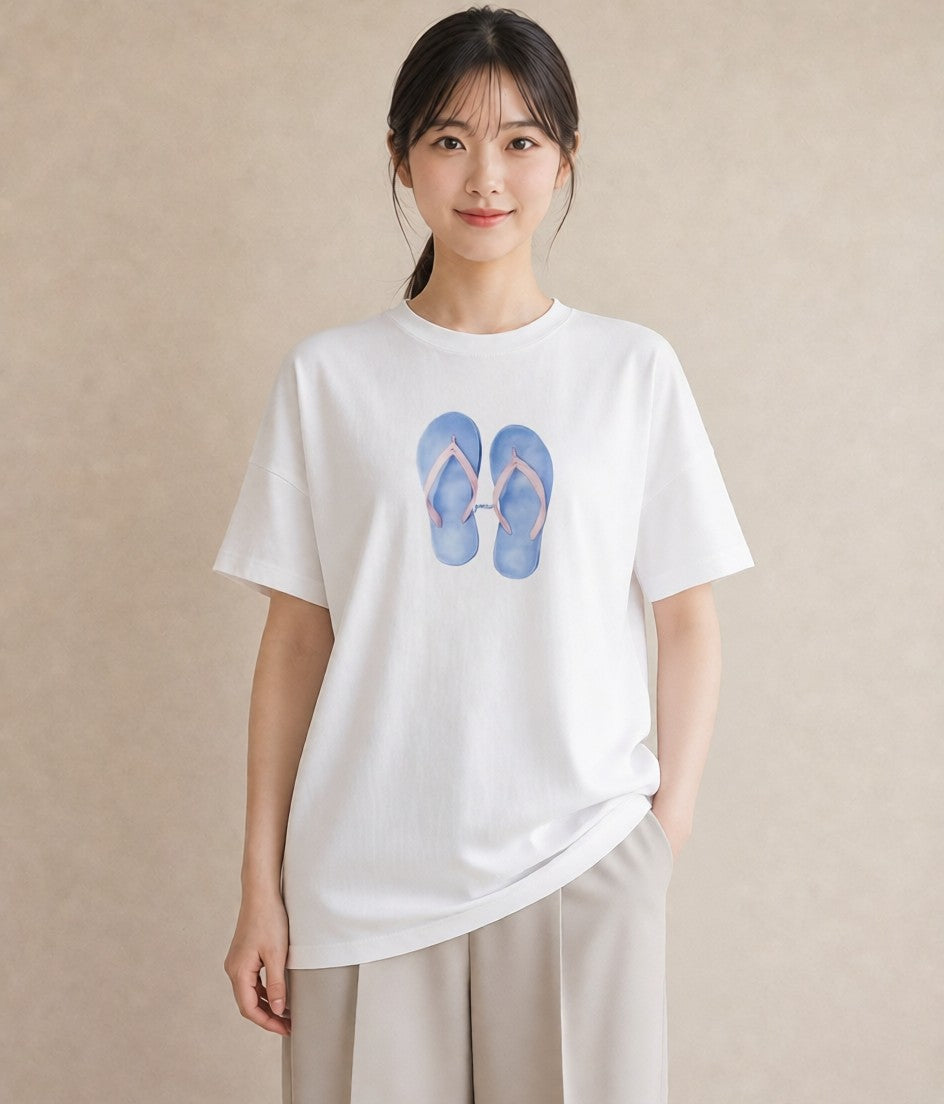 半袖Tシャツ レディース バレエシューズ バレエ トウシューズ ナチュラル アンティーク イラスト 淡色 女子会 お揃い 白T YMAZO