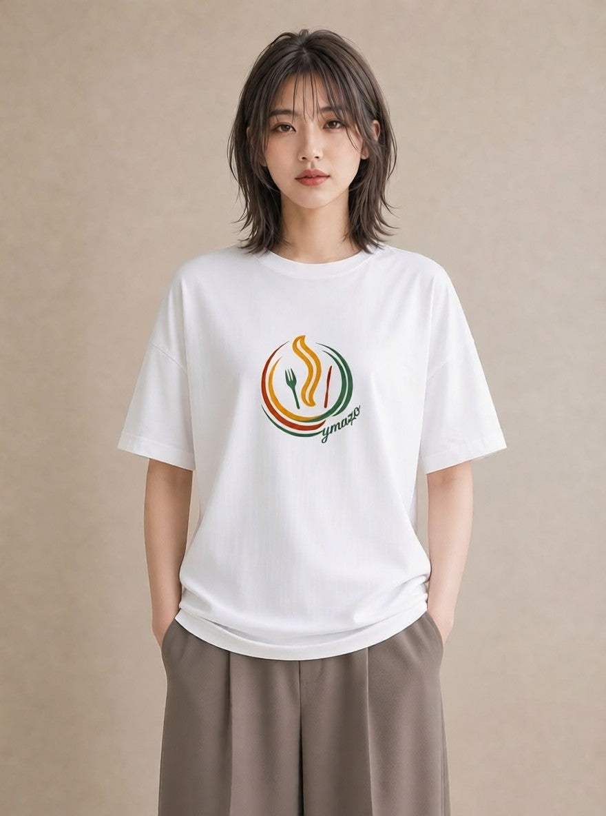 デザインTシャツ レディース カフェ カフェロゴ ロゴ イラスト きれいめカジュアル クリスマス 旅行 白T YMAZO