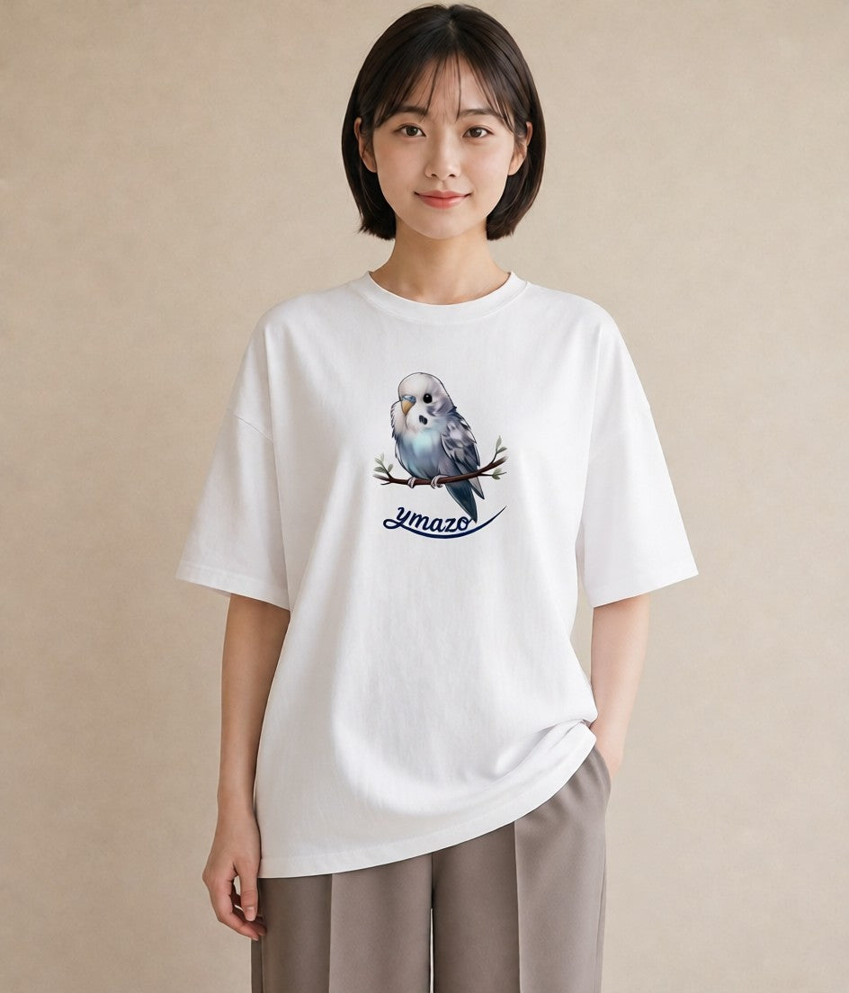 グラフィックTシャツ レディース 遠い家と鳥 風景 鳥 ナチュラル アンティーク イラスト 普段使い 海 カフェ巡り 白T YMAZO