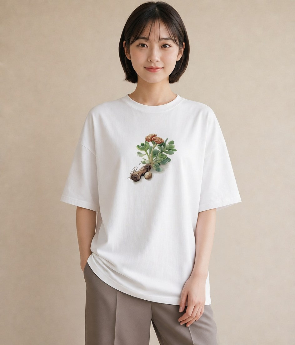 Tシャツ レディース 多肉植物 植物 ボタニカル イラスト カフェ服 クリスマス 白T YMAZO