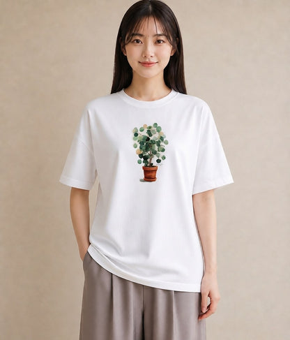 グラフィックTシャツ レディース 夕暮れ バルコニー 夕焼け ナチュラル アンティーク イラスト お洒落 クリスマス 旅行 白T YMAZO